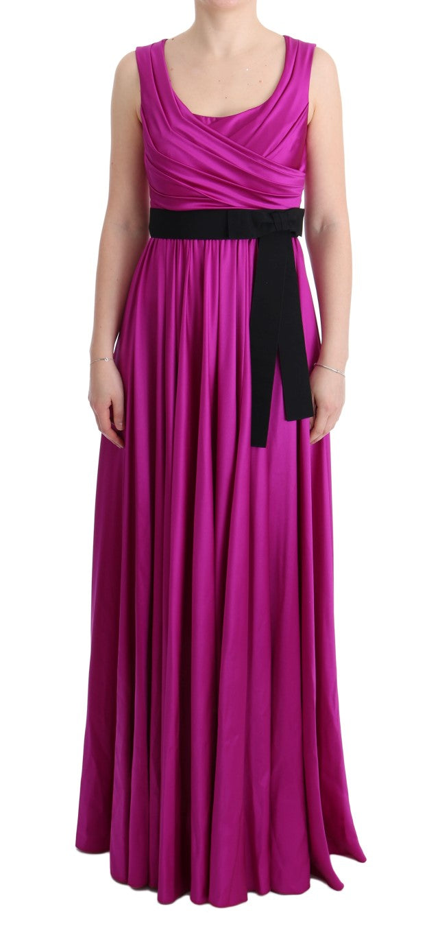 Dolce & Gabbana long pink silk stretch shift dress